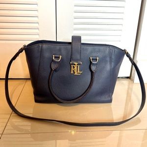 Ralph Lauren Vintage Carrington Bethany Blue Pebble Leather Purse